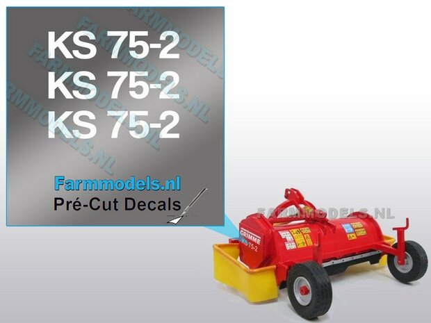 3x KS 75-2 stickers WIT op Transparant 3 mm hoog Pr&eacute;-Cut Decals 1:32 Farmmodels.nl 