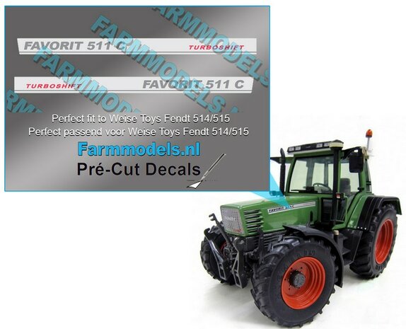 2x FENDT FAVORIT 511C TURBOSHIFT type stickers Pr&eacute;-Cut Decals 1:32 Farmmodels.nl 