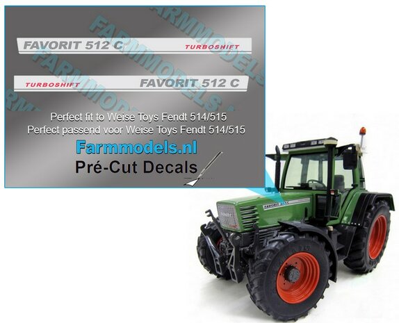 2x FENDT FAVORIT 512C TURBOSHIFT type stickers Pr&eacute;-Cut Decals 1:32 Farmmodels.nl 