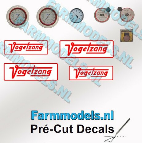 4x Vogelsang + 7x Drukmeter schakelaar stickers Pr&eacute;-Cut Decals 1:32 Farmmodels.nl