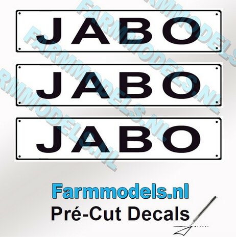 JABO  3x WITTE Kentekenplaatsticker ZWARTE LETTERS Pr&eacute;-Cut Decals 1:32 Farmmodels.nl