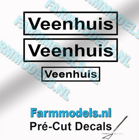 3x Veenhuis Zwart op Transparant 5.2mm & 3.3mm hoog Pré-Cut Decals 1:32 Farmmodels.nl