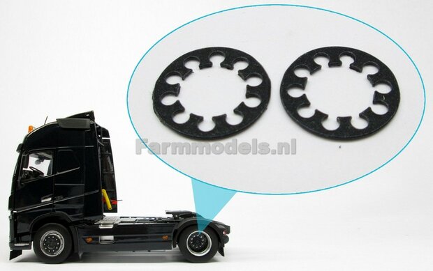 2x Antraciet velgringen &Oslash; 13.7mm t.b.v (Volvo FH16) achteras MarGe models truck kleur zoals MM1811-02, 1:32