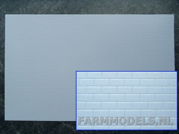 2x Muur / Metsel-steen Modern motief Plastic white 19x30,5 cm  JTT-97441 