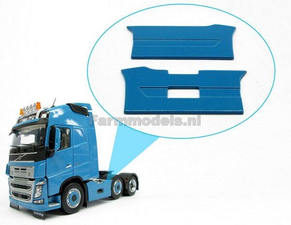 2x Sideskirt set BLAUW voor Volvo FH16 6x4, kleur MM1811-04, 1:32  