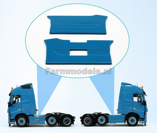 2x Sideskirt set BLAUW voor Volvo FH16 6x4, kleur MM1811-04, 1:32  