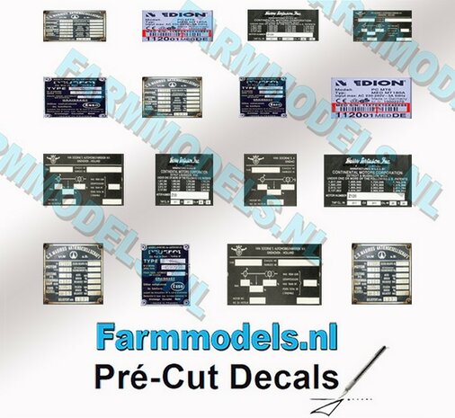 16x Chassisplaat stickers op Transparant Pr&eacute;-Cut Decals 1:32 Farmmodels.nl 