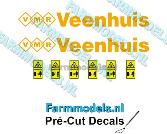 Stickerset t.b.v. Zwenkarm VMR Veenhuis Sleepslangbemester op Transparant Pr&eacute;-Cut Decals 1:32 Farmmodels.nl