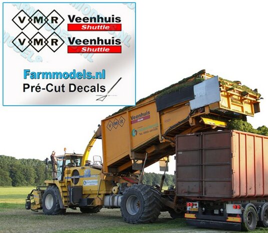 VMR Veenhuis Shuttle Stickerset 40mm breed op Transparant Pr&eacute;-Cut Decals 1:32 Farmmodels.nl