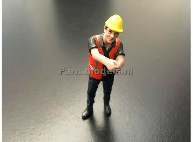 Bouwvakker/ wegwerker/ grondwerker bevestigd ketting met veiligheid overall en helm 1:32  ADF32144 