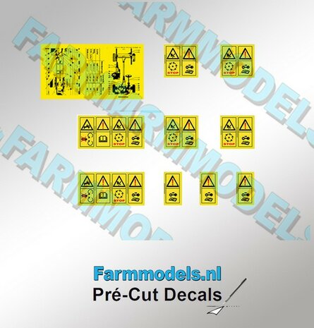 10x Gevaren- &amp; Waarschuwingstickers Pr&eacute;-Cut Decals 1:32 Farmmodels.nl