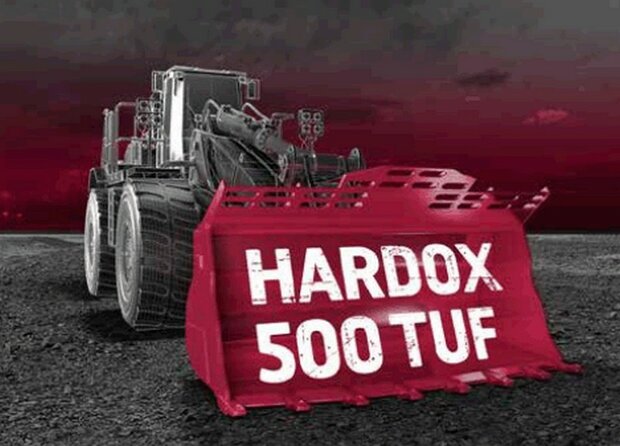 4x HARDOX Wearparts (Hard Slijtvast Staal) 14 mm breed stickers Pr&eacute;-Cut Decals 1:32 Farmmodels.nl