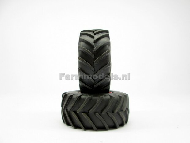 &Oslash; 62.5 x 27.7 mm: Fendt 924/ 926/ 930 Gen II &amp; Gen. III: 2x Brede Banden + ALUMINIUM velgen FENDT ROOD Gespoten 1:32 Farmmodels Custom Line Series 926/ 930 Gen II en Gen. III  1:32                        