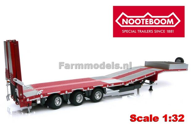 RED + METAL GRID Nooteboom semi lowloader 1:32 Marge Models MM1813-01 