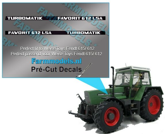 2x FAVORIT 612 LSA TURBOMATIC type stickers Pr&eacute;-Cut Decals 1:32 Farmmodels.nl 