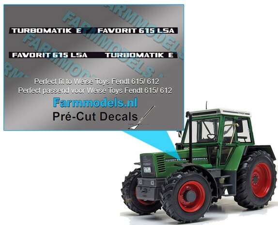 2x FAVORIT 615 LSA TURBOMATIC type stickers Pr&eacute;-Cut Decals 1:32 Farmmodels.nl 