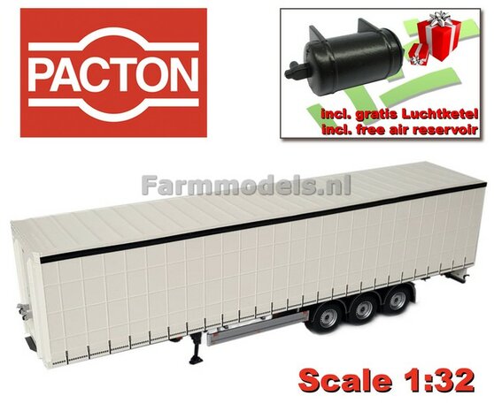 WHITE PACTON Schuifzeil Trailer + FREE GIFT (luchtketel) 1:32 Marge Models MM1902-01