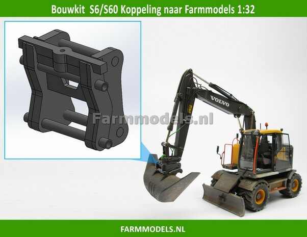 BOUWKIT: VERLOOP Koppelstuk S6/ S60 Koppeling naar Farmmodels bakken &amp; Hulpstukken BOUWKIT 1:32 