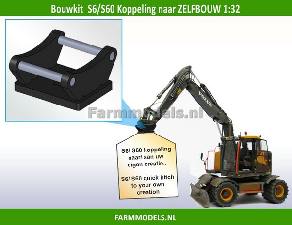 BOUWKIT: HULPSTUK Koppelstuk S6/ S60 Koppeling naar ZELFBOUW/ EIGENBOUW bakken &amp; Hulpstukken 1:32 