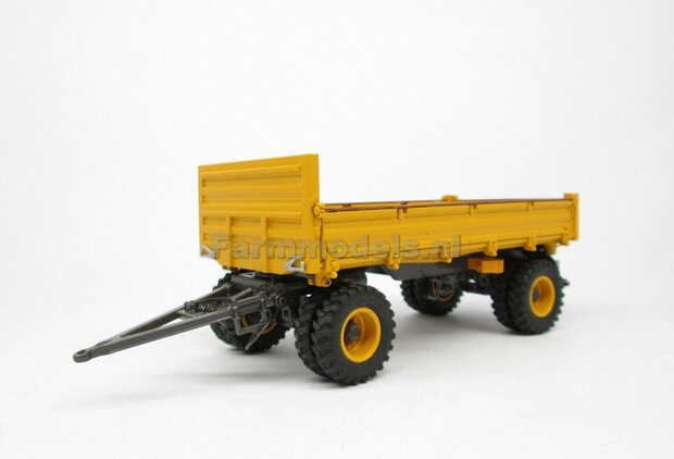 Rebuilt 4-wieler Bakkenwagen DUBBELLUCHT VOLVO GEEL/ GRIJS geschikt voor div. mobiele kranen &amp; shovels 1:32