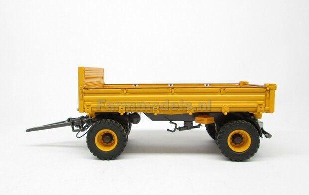 Rebuilt 4-wieler Bakkenwagen DUBBELLUCHT VOLVO GEEL/ GRIJS geschikt voor div. mobiele kranen &amp; shovels 1:32