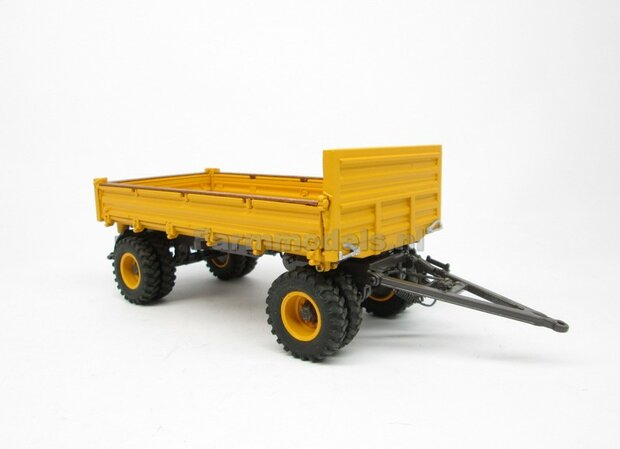 Rebuilt 4-wieler Bakkenwagen DUBBELLUCHT VOLVO GEEL/ GRIJS geschikt voor div. mobiele kranen &amp; shovels 1:32