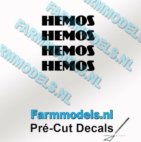 4x HEMOS stickers 2 mm hoog Pr&eacute;-Cut Decals 1:32 Farmmodels.nl