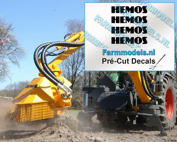 4x HEMOS stickers 3 mm hoog Pr&eacute;-Cut Decals 1:32 Farmmodels.nl