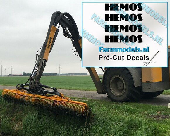 4x HEMOS stickers 4 mm hoog Pr&eacute;-Cut Decals 1:32 Farmmodels.nl