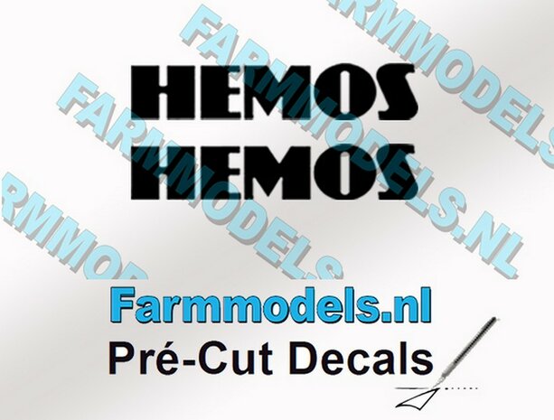 2x HEMOS stickers 5 mm hoog Pr&eacute;-Cut Decals 1:32 Farmmodels.nl