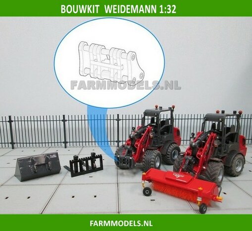 Snelwisselset BOUWKIT t.b.v. Mini shovel (Weidemann Siku), incl. 2 extra lippen 1:32 (HTD)