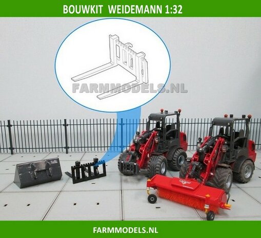 Palletvork setje BOUWKIT t.b.v. snelwissel set nr. 50300-50325 Mini shovel (Weidemann Siku) 1:32 (HTD)    