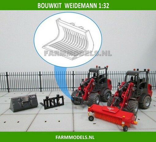 Puinriek bakje BOUWKIT t.b.v. snelwissel set nr. 50300-50325 Mini shovel (Weidemann Siku), 1:32 (HTD)