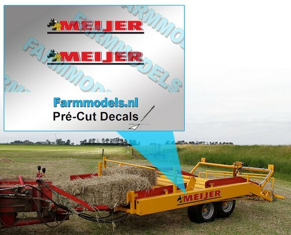2x MEIJER Logo stickers 7 mm hoog Pr&eacute;-Cut Decals 1:32 Farmmodels.nl