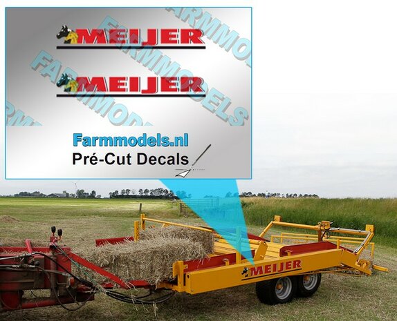2x MEIJER Logo stickers 8 mm hoog Pr&eacute;-Cut Decals 1:32 Farmmodels.nl