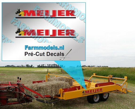 2x MEIJER Logo stickers 10 mm hoog Pr&eacute;-Cut Decals 1:32 Farmmodels.nl