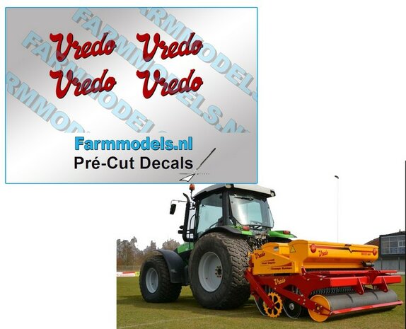 4x Vredo stickers ROOD/ zwarte schaduw op Transparant 3.8 mm hoog Pr&eacute;-Cut Decals 1:32 Farmmodels.nl 