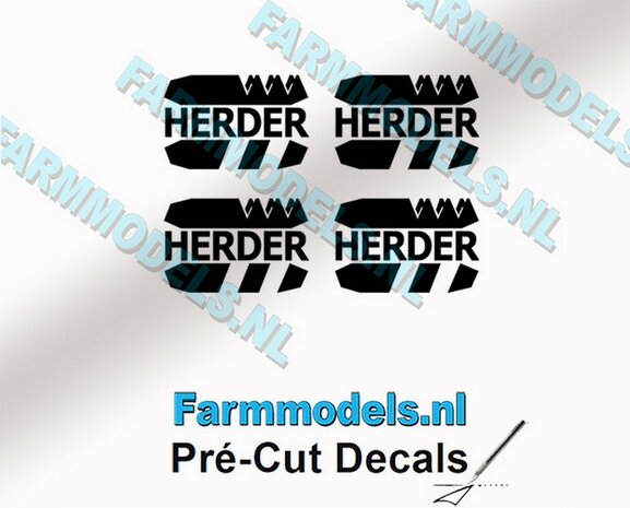 4x HERDER Logo stickers 4 mm hoog Pr&eacute;-Cut Decals 1:32 Farmmodels.nl