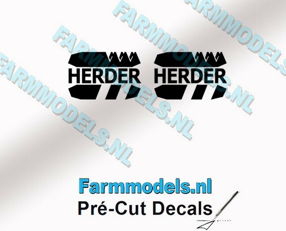 2x HERDER Logo stickers 5 mm hoog Pr&eacute;-Cut Decals 1:32 Farmmodels.nl