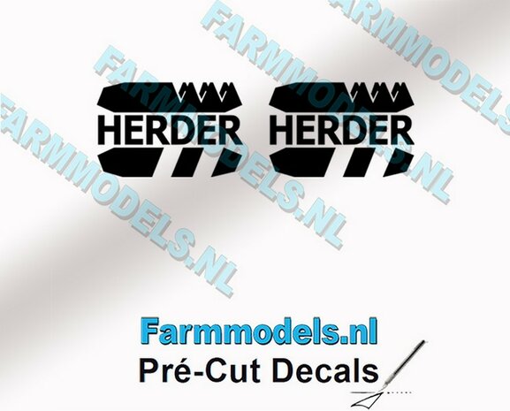 2x HERDER Logo stickers 6mm hoog Pr&eacute;-Cut Decals 1:32 Farmmodels.nl