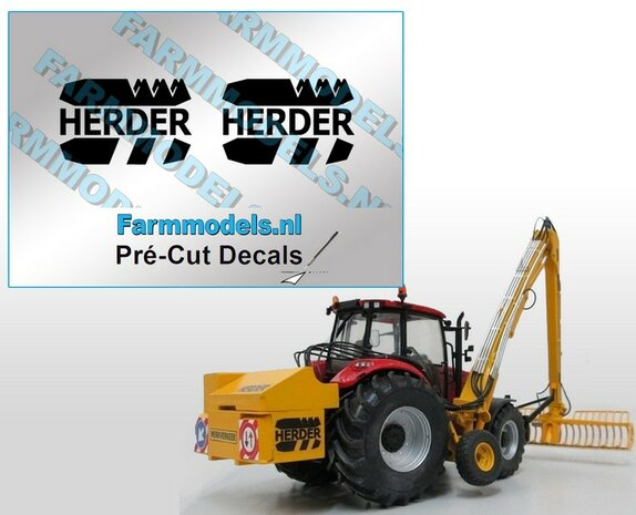 2x HERDER Logo stickers 9 mm hoog Pr&eacute;-Cut Decals 1:32 Farmmodels.nl