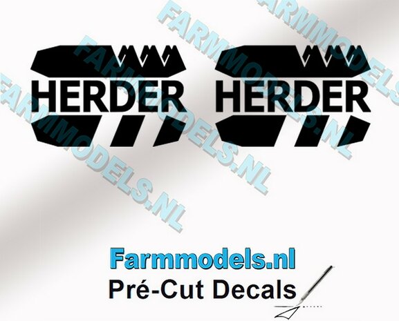2x HERDER Logo stickers 10 mm hoog Pr&eacute;-Cut Decals 1:32 Farmmodels.nl