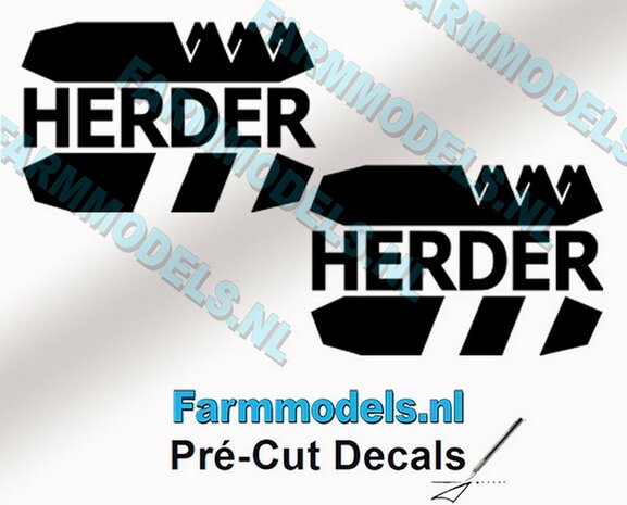 2x HERDER Logo stickers 12 mm hoog Pr&eacute;-Cut Decals 1:32 Farmmodels.nl