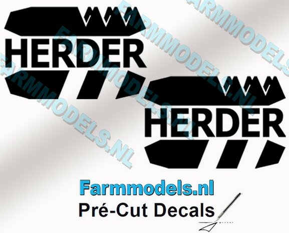 2x HERDER Logo stickers 16 mm hoog Pr&eacute;-Cut Decals 1:32 Farmmodels.nl