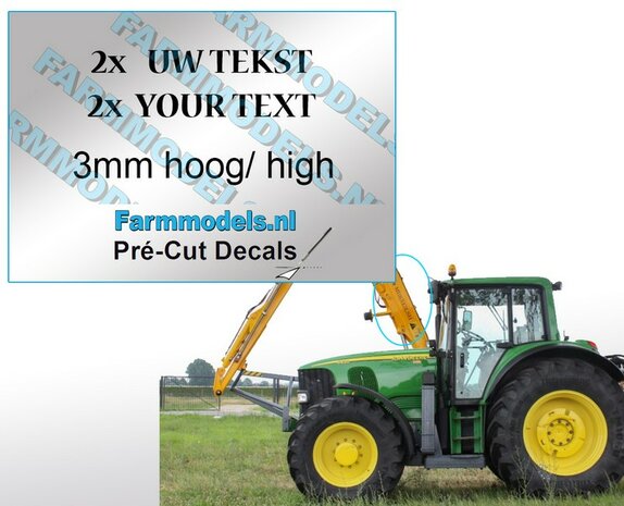 3x UW TEKST dun gedrukt (Herder) stickers 3 mm hoog Pr&eacute;-Cut Decals 1:32 Farmmodels.nl