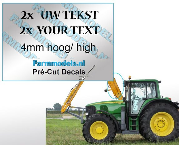 2x UW TEKST dun gedrukt (Herder) stickers 4 mm hoog Pr&eacute;-Cut Decals 1:32 Farmmodels.nl