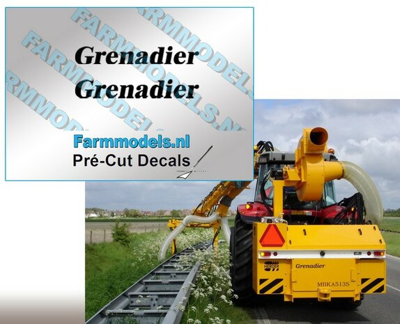 2x Grenadier Dik gedrukt (Herder) stickers 5 mm hoog Pr&eacute;-Cut Decals 1:32 Farmmodels.nl