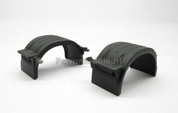 2x Spatborden Zwart Diecast, o.a. geschikt voor de Trekas banden v/d Volvo FH16 Marge Models 1:32