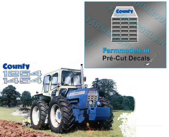 1x GRILL sticker COUNTY 1254/ 1454  Pr&eacute;-Cut Decal 1:32 Farmmodels.nl 