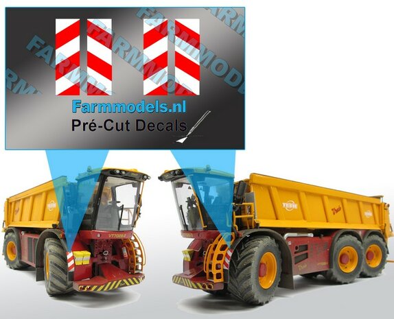 4x Breedte/ Verdrijvingsbord/- Verkeer (o.a. Vredo) stickers ong. 5.5 x 17.5 mm   Pr&eacute;-Cut Decals 1:32 Farmmodels.nl